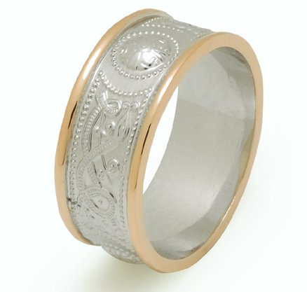 14ct gts wh/yel celtic shield wedding band
